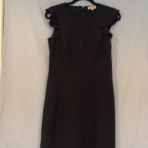 navy blue pinstripe dress